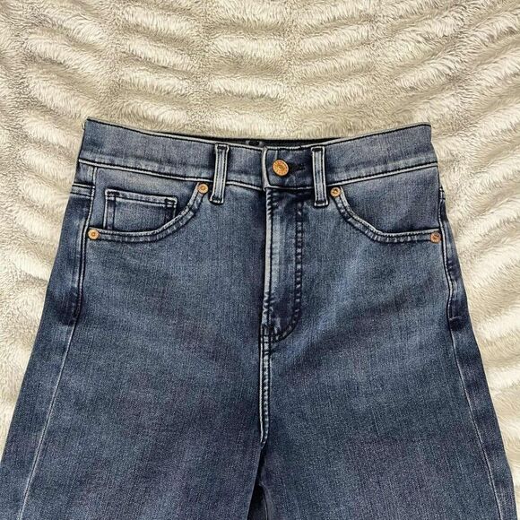 Express Jeans Womens 2 Blue Super High Rise Slim Ankle Medium Wash Stretch Denim - Picture 3 of 10